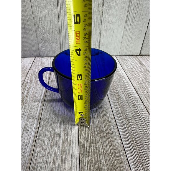 Vtg Cobalt Blue Cups 2.75" Tall and Saucers 5" DIA Depression Glass - Set of 4 - Picture 8 of 12